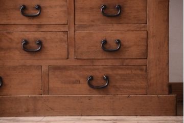 アンティーク家具　古民具・骨董　明治〜大正期　古い木味の五尺関西水屋箪笥(収納棚)