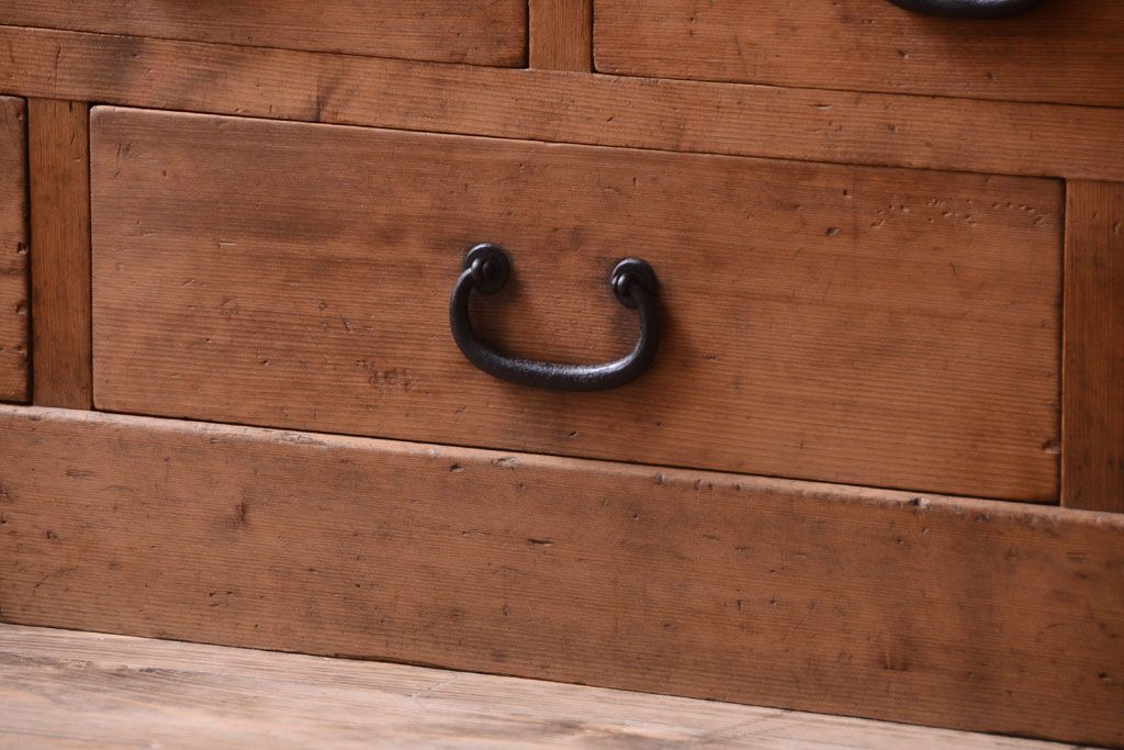 アンティーク家具　古民具・骨董　明治〜大正期　古い木味の五尺関西水屋箪笥(収納棚)