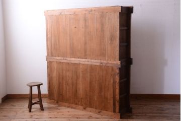 アンティーク家具　古民具・骨董　明治〜大正期　古い木味の五尺関西水屋箪笥(収納棚)