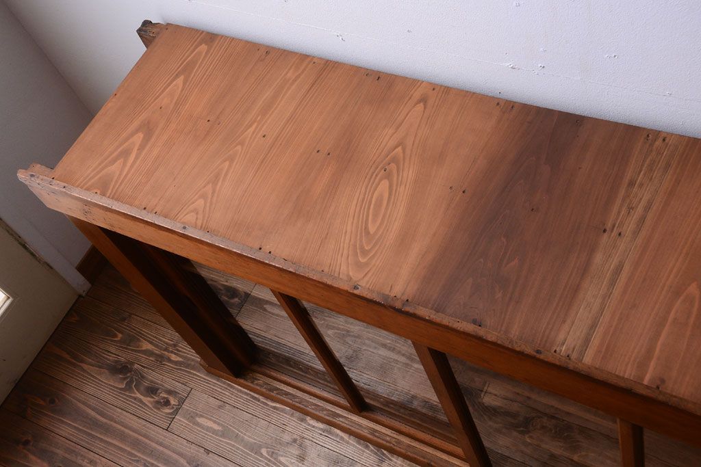 アンティーク家具　古民具・骨董　明治〜大正期　古い木味の五尺関西水屋箪笥(収納棚)