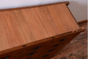 アンティーク家具　古民具・骨董　明治〜大正期　古い木味の五尺関西水屋箪笥(収納棚)