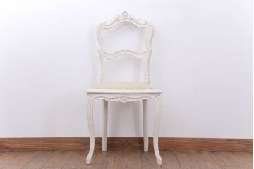 【I様ご成約済み・ご決済用】フランスアンティーク　優雅なデザインのリペイントチェア(2)