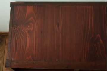 アンティーク家具　 和製アンティーク　モールガラス引き戸の脚付きサイドボード(収納棚)(3)