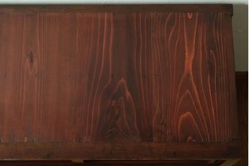 アンティーク家具　 和製アンティーク　モールガラス引き戸の脚付きサイドボード(収納棚)(3)