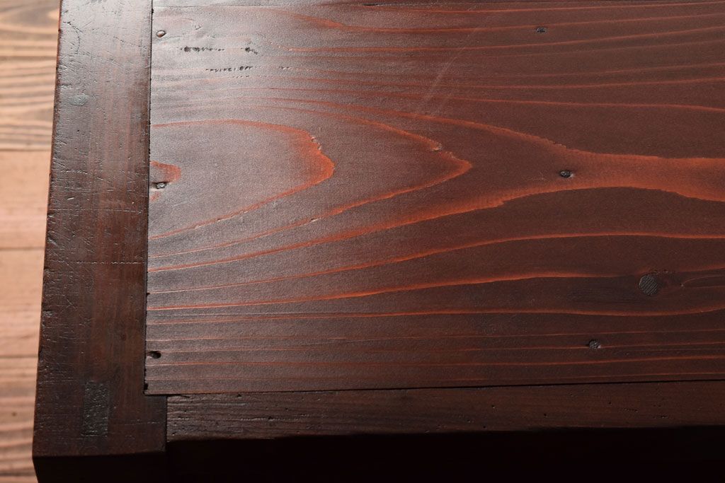 アンティーク家具　 和製アンティーク　モールガラス引き戸の脚付きサイドボード(収納棚)(3)