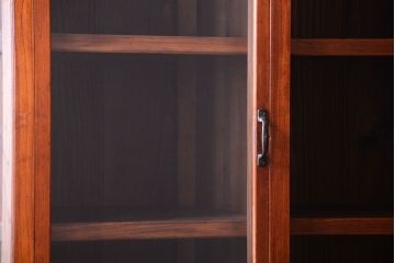 アンティーク家具　和製アンティーク　ダイヤガラス入り!前面欅材の大きな重ね収納棚