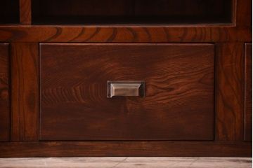 アンティーク家具　和製アンティーク　ダイヤガラス入り!前面欅材の大きな重ね収納棚