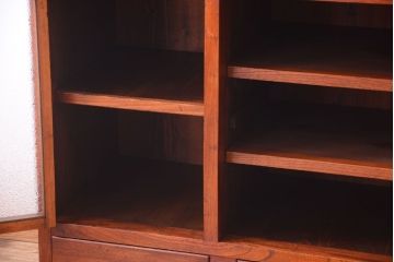 アンティーク家具　和製アンティーク　ダイヤガラス入り!前面欅材の大きな重ね収納棚