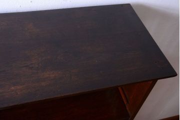 アンティーク家具　大正ロマン　透かし・象嵌入り!結霜ガラス戸の栓材製本箱(ブックケース)