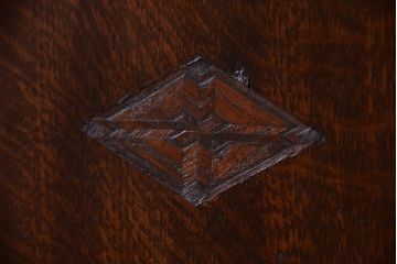アンティーク家具　大正ロマン　透かし・象嵌入り!結霜ガラス戸の栓材製本箱(ブックケース)