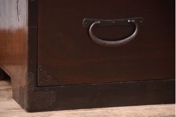 アンティーク家具　古民具・骨董　明治　前面栗材　味わい深いアンティーク仙台箪笥