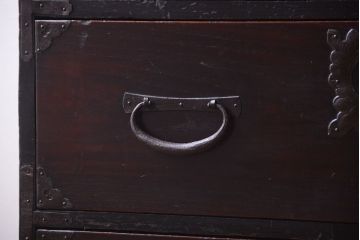 アンティーク家具　古民具・骨董　明治　前面栗材　味わい深いアンティーク仙台箪笥