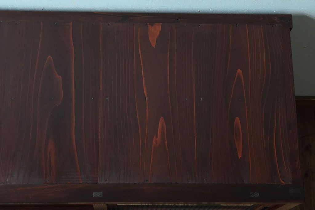 アンティーク家具　 和製アンティーク　モールガラス戸!引き出し5杯の脚付きサイドボード(収納棚)