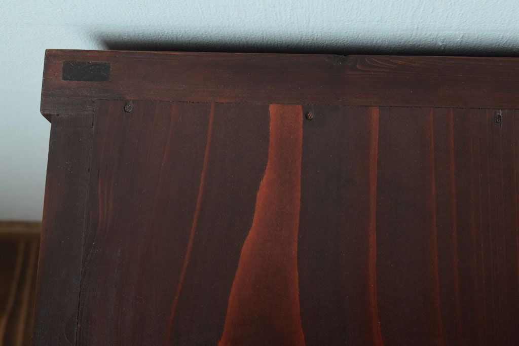 アンティーク家具　 和製アンティーク　モールガラス戸!引き出し5杯の脚付きサイドボード(収納棚)