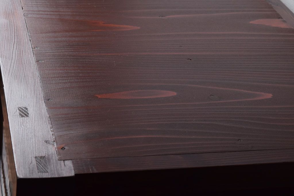 アンティーク家具　 和製アンティーク　モールガラス戸!引き出し5杯の脚付きサイドボード(収納棚)