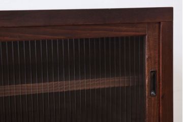 アンティーク家具　 和製アンティーク　モールガラス戸!引き出し5杯の脚付きサイドボード(収納棚)