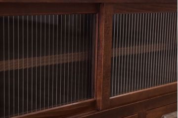 アンティーク家具　 和製アンティーク　モールガラス戸!引き出し5杯の脚付きサイドボード(収納棚)