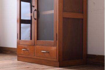 レトロ家具　昭和レトロ　飾り台付き!シンプルデザインの古い本箱(ブックケース)