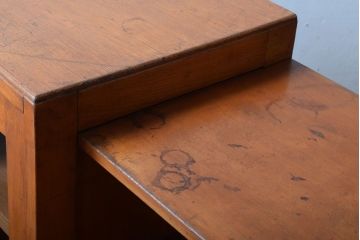 レトロ家具　昭和レトロ　飾り台付き!シンプルデザインの古い本箱(ブックケース)