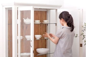 アンティーク家具　ペイント　アンティークケビントガラスケース(収納棚、キャビネット)