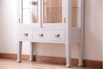 アンティーク家具　ペイント　アンティークケビントガラスケース(収納棚、キャビネット)