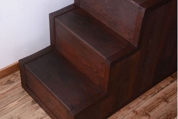 アンティーク家具　古民具・骨董　明治　前面欅材のアンティーク階段箪笥