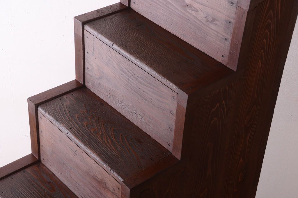アンティーク家具　古民具・骨董　明治　前面欅材のアンティーク階段箪笥