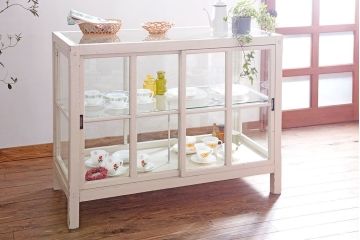 アンティーク家具　ペイント　シンプルでおしゃれなアンティークガラスケース(ショーケース)