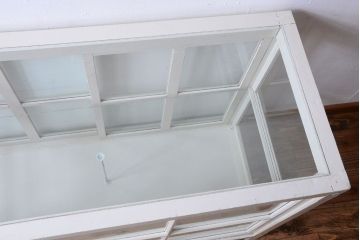 アンティーク家具　ペイント　シンプルでおしゃれなアンティークガラスケース(ショーケース)