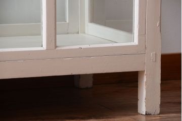 アンティーク家具　ペイント　シンプルでおしゃれなアンティークガラスケース(ショーケース)