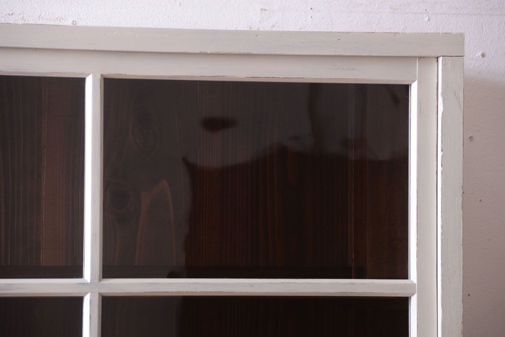 アンティーク家具　アンティークペイント　古い木の重ね戸棚(収納棚)