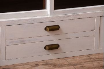 アンティーク家具　アンティークペイント　古い木の重ね戸棚(収納棚)