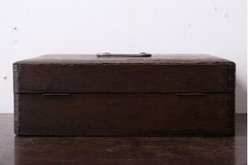 アンティーク雑貨　昭和レトロ　古いナラ材の小箱(印箱)