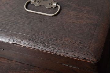 アンティーク雑貨　昭和レトロ　古いナラ材の小箱(印箱)