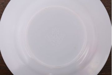 イギリスビンテージ　JAJ　パイレックス　June Rose(ジューン ローズ)シリーズ　ミルクガラスのカップ&ソーサー&プレート(トリオ)3客セット(洋食器)(1)