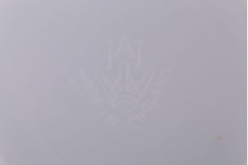 イギリスビンテージ　JAJ　パイレックス　June Rose(ジューン ローズ)シリーズ　ミルクガラスのカップ&ソーサー&プレート(トリオ)3客セット(洋食器)(1)