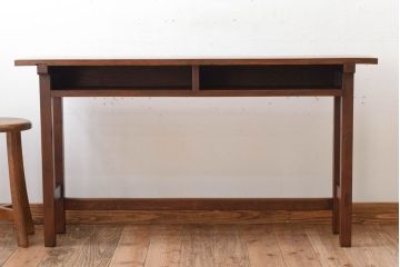 レトロ家具　昭和レトロ　シンプル!古い木の横長平机(1)(コンソールテーブル)
