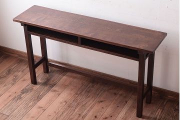 レトロ家具　昭和レトロ　シンプル!古い木の横長平机(1)(コンソールテーブル)
