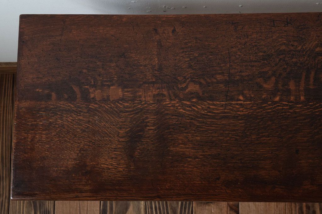 レトロ家具　昭和レトロ　シンプル!古い木の横長平机(1)(コンソールテーブル)