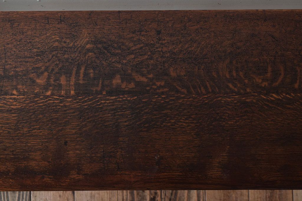 レトロ家具　昭和レトロ　シンプル!古い木の横長平机(1)(コンソールテーブル)