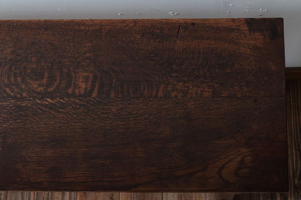 レトロ家具　昭和レトロ　シンプル!古い木の横長平机(1)(コンソールテーブル)