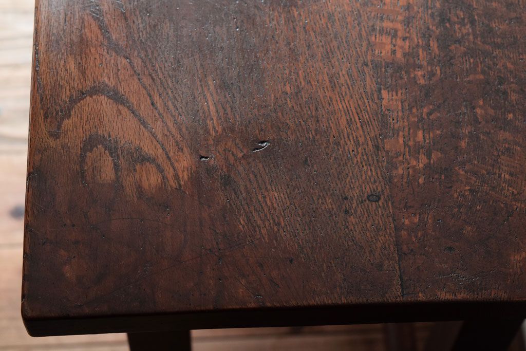 レトロ家具　昭和レトロ　シンプル!古い木の横長平机(1)(コンソールテーブル)