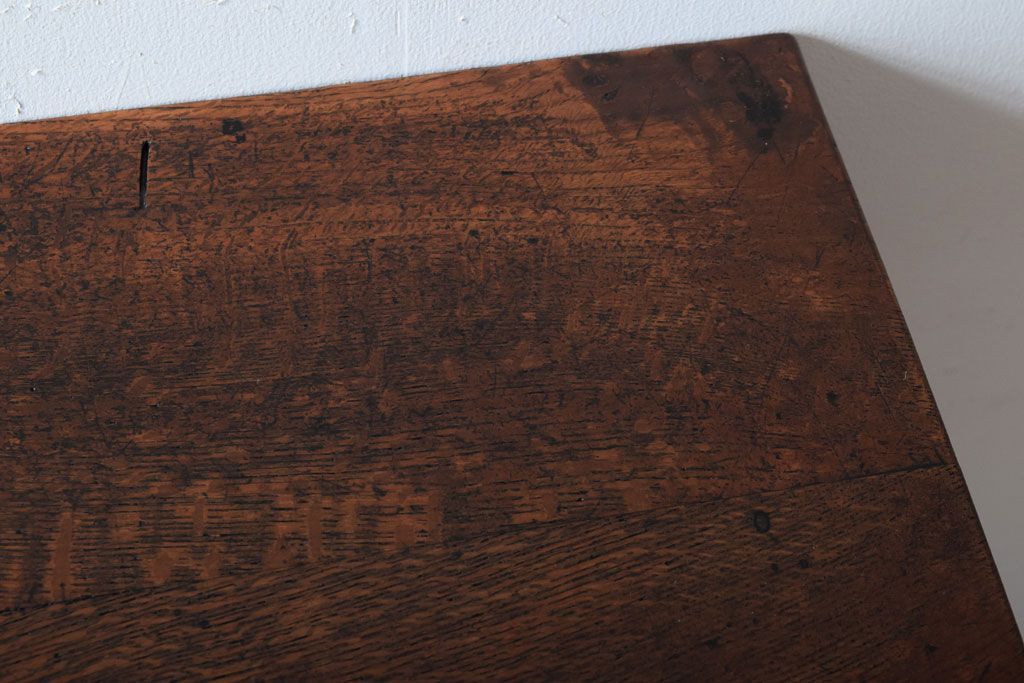 レトロ家具　昭和レトロ　シンプル!古い木の横長平机(1)(コンソールテーブル)