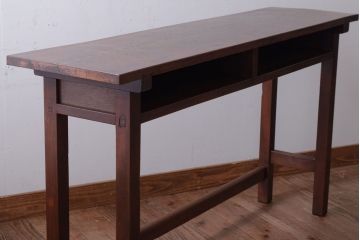 レトロ家具　昭和レトロ　シンプル!古い木の横長平机(1)(コンソールテーブル)