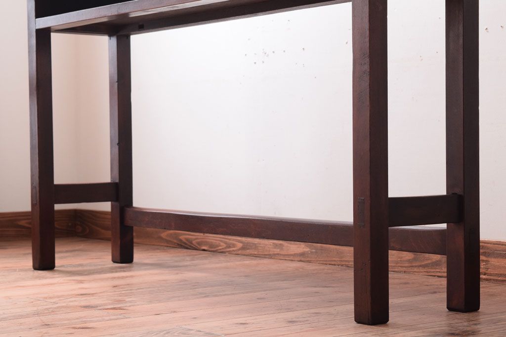 レトロ家具　昭和レトロ　シンプル!古い木の横長平机(1)(コンソールテーブル)