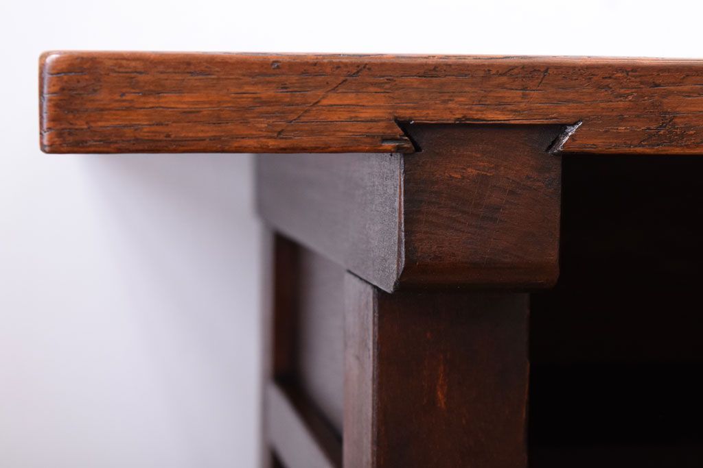 レトロ家具　昭和レトロ　シンプル!古い木の横長平机(1)(コンソールテーブル)