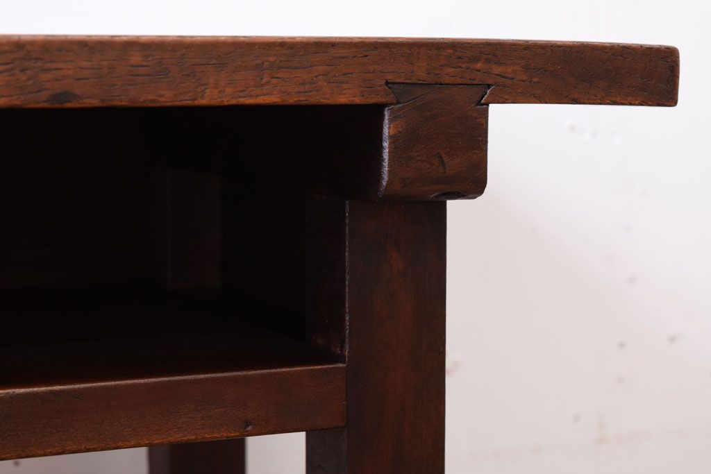 レトロ家具　昭和レトロ　シンプル!古い木の横長平机(1)(コンソールテーブル)