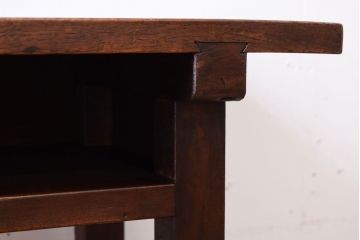 レトロ家具　昭和レトロ　シンプル!古い木の横長平机(1)(コンソールテーブル)