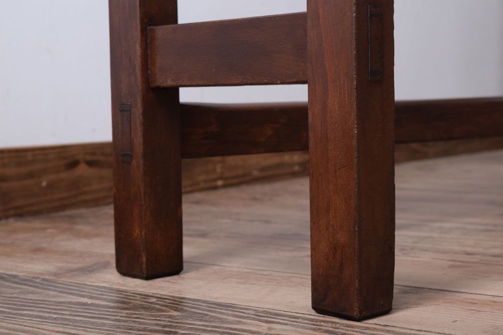 レトロ家具　昭和レトロ　シンプル!古い木の横長平机(1)(コンソールテーブル)