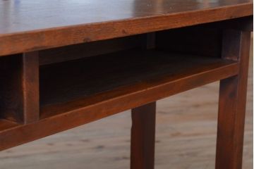 レトロ家具　昭和レトロ　シンプル!古い木の横長平机(1)(コンソールテーブル)